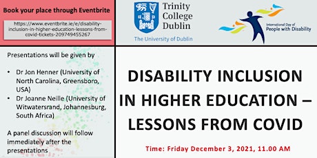 Disability Inclusion in Higher Education – Lessons from Covid primary image