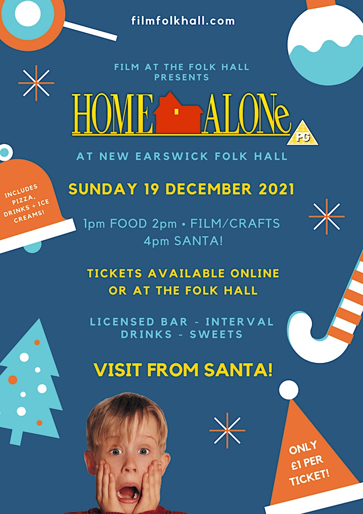 Home Alone (PG) at the Folk Hall - with Crafts, Pizza, Ice Cream and SANTA! image