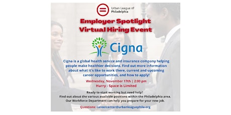 ULP Employer Partner  Spotlight Virtual Event - Featuring Cigna primary image