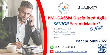 PMI-DASSM® Disciplined Agile SENIOR Scrum Master - Curso Oficial PMI boletos