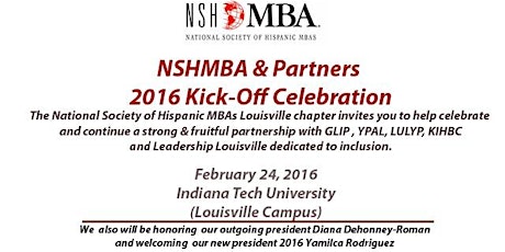 Networking Event: National Society of Hispanic MBAs (NSHMBA) & Partners 2016 Kick-Off Celebration primary image