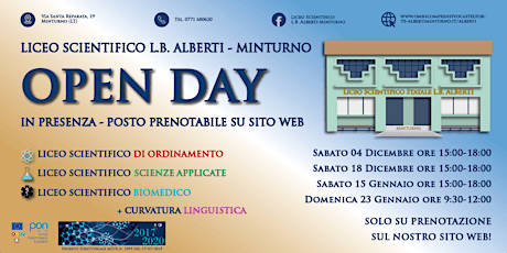 OPEN DAY Liceo L.B. Alberti Minturno - 23 Gennaio 2022 9:30-12:00 biglietti