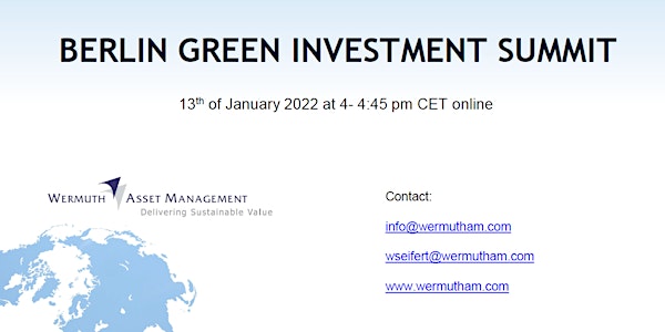 Berlin Green Investment Summit High Tea-Webinar Series