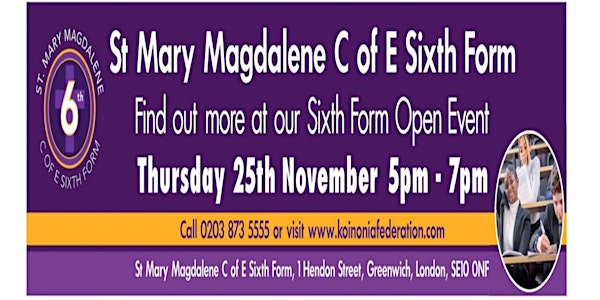 St Mary Magdalene Sixth Form Open Event