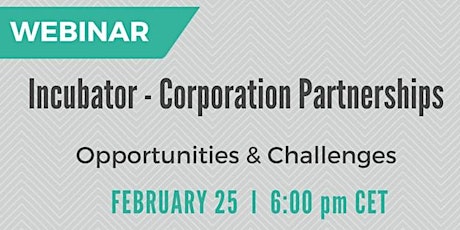 Webinar: Opportunities and challenges in Incubator-Corporation partnerships primary image