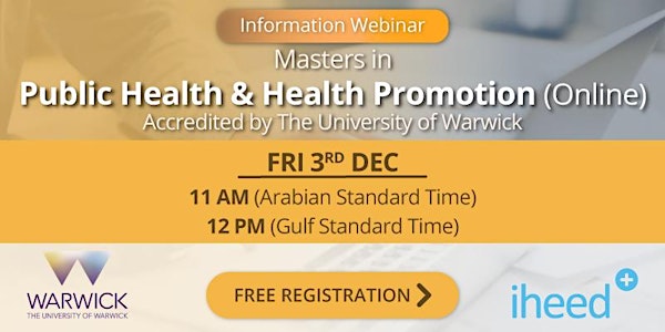 Masters in Public Health: University of Warwick - Info Webinar Dec 3 2021