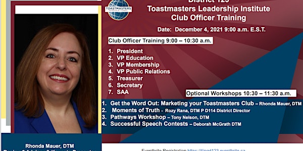 District 123 Toastmasters Leadership Institute