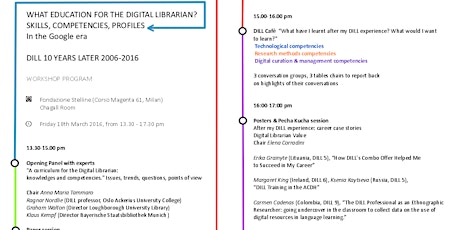 Immagine principale di DILL 10 years later 2006-2016. What education for the Digital Librarian? Profiles, skills, competencies in the Google era. 