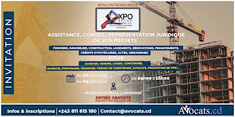 Primaire afbeelding van AVOCATS.CD | EXPOBETON RDC 2021| SALON  DEVELOPPEMENT DES VILLES |KIN 2050