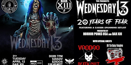 HPUSA presents Wednesday 13 w Voodoo Death Cult / All The Damn Vampires tickets