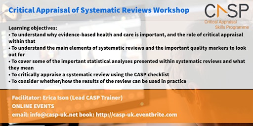 Virtual CASP Workshop - Critical Appraisal of Systematic Reviews