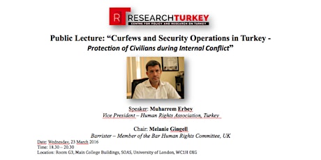 Public Lecture: Curfews and Security Operations in Turkey - Protection of Civilians during Internal Conflict primary image