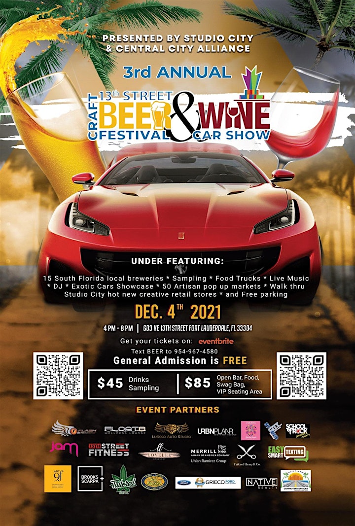 
		3rd Annual 13th Street Craft Beer & Wine Festival with Exotic Car Show image
