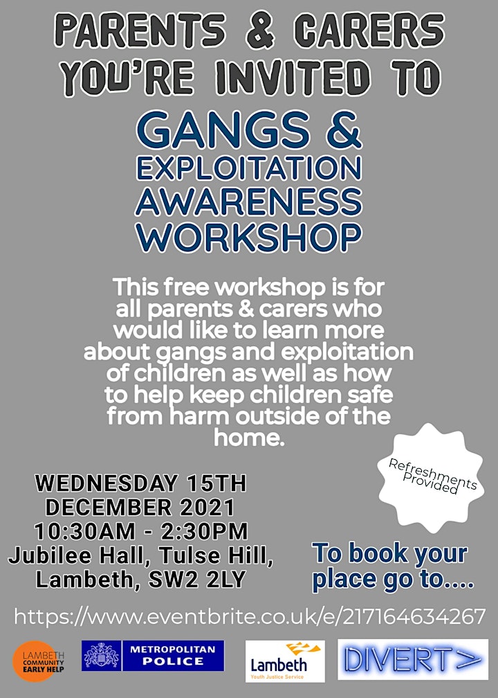 
		Gangs and Exploitation Awareness Workshop for Parents/Carers image
