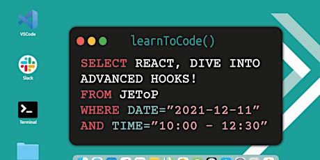 Immagine principale di learnToCode() - React, dive into Advanced Hooks! 