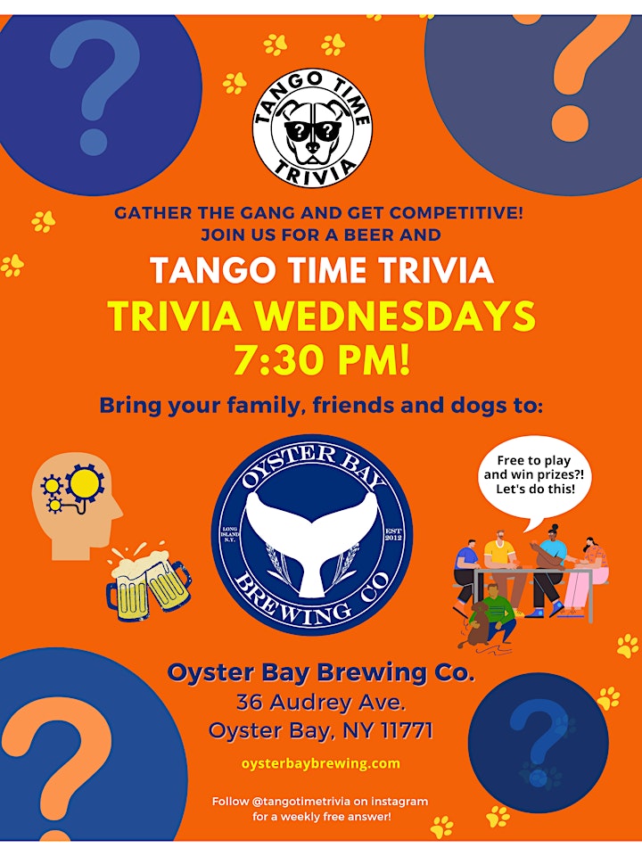 FREE Wednesday Trivia Show! At Oyster Bay Brewing Co.! image