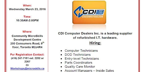 CDI Computer Dealers Inc. Hiring Event primary image