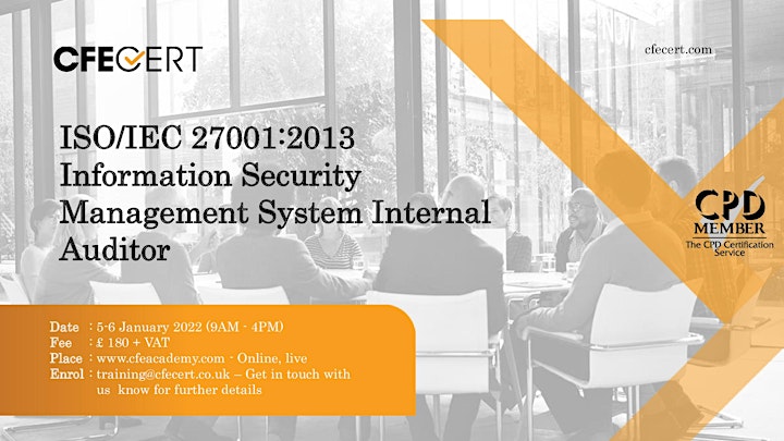 
		ISO/IEC 27001:2013 ISMS Internal Auditor Course - £ 180.00 image
