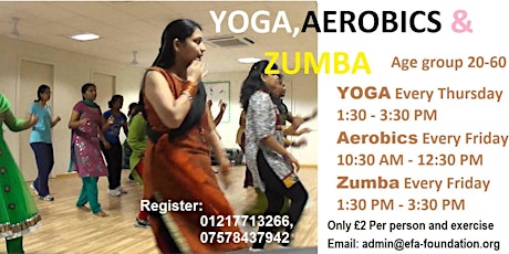 YOGA, AEROBICS AND ZUMBA -- only £2 Per Session,exercise and person primary image