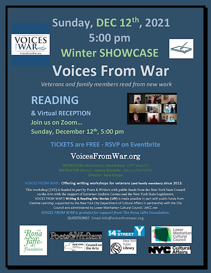 
		Voices From War WINTER SHOWCASE - Public Reading of New Work image

