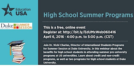 Imagen principal de WEBINAR: High School Summer Programs in the U.S.A.