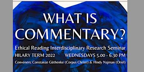 What is Commentary? - Ethical Reading Interdisciplinary Research Seminar tickets