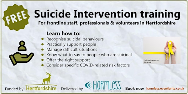 FREE Hertfordshire/Herts. Suicide Intervention training - ONLINE