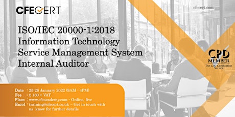 ISO/IEC 20000-1:2018 ITSMS Internal Auditor Course - £ 180.00 tickets