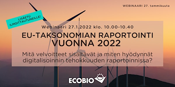 Ecobion webinaari: EU-taksonomian raportointi vuonna 2022