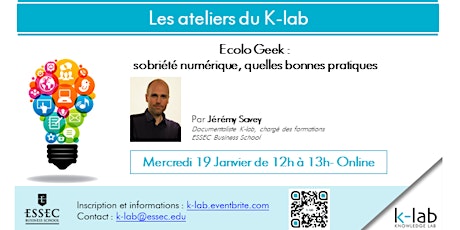 K-lab workshops- Ecolo Geek : sobriété numérique / En ligne billets