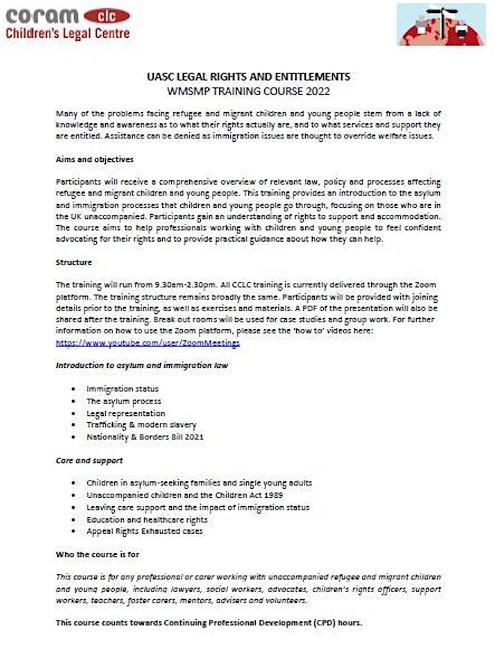 UASC Legal Rights and Entitlements Training image