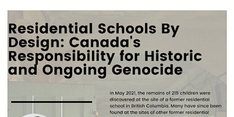 Residential Schools By Design: Canada's Responsibility tickets