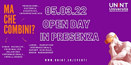 Open Day in presenza - 5 marzo 2022 tickets