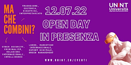 Open Day in presenza - 12 luglio  2022 biglietti