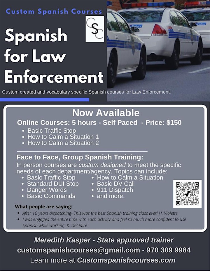 Spanish for Law Enforcement -  Phrases to de-escalate a situation - Level 3 image
