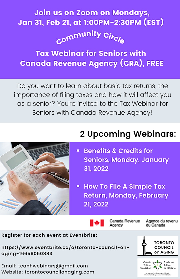 Tax Webinar Series with CRA: Benefits & Credits for Seniors image