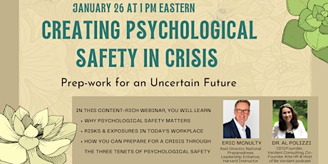 Creating Psychological Safety in Crisis: Prep-Work for an Uncertain Future tickets