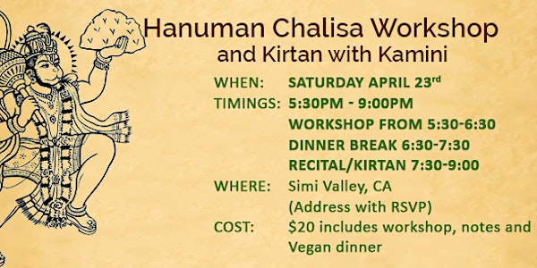 Hanuman Chalisa Workshop and Kirtan with Kamini
