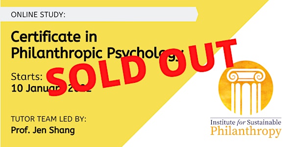 SOLD OUT: Certificate in Philanthropic Psychology -  10 January 2022