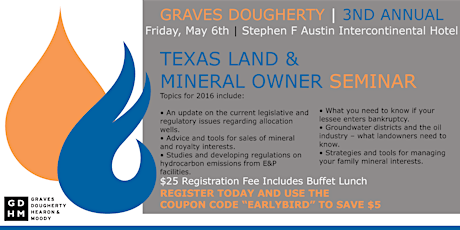 3rd Annual Texas Land & Mineral Owner Seminar - 2016 primary image