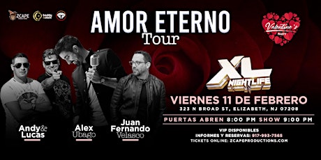 Alex Ubago, Juan Fernando Velazco, Andy & Lucas " Amor Eterno" New Jersey tickets