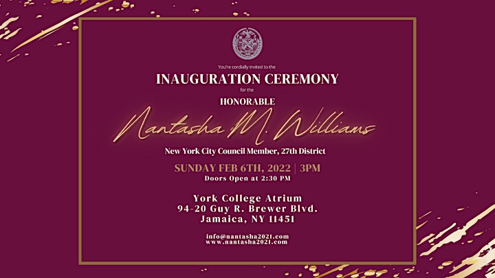 District 27 New York City Council: Nantasha Williams Inauguration Ceremony image