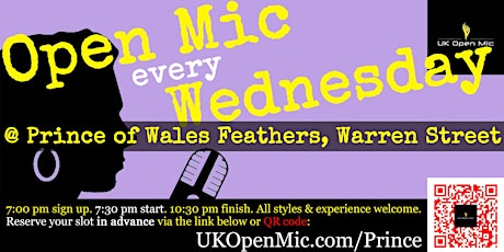 UK Open Mic @ Prince of Wales Feathers in Fitzrovia / Euston / Regent's Prk tickets