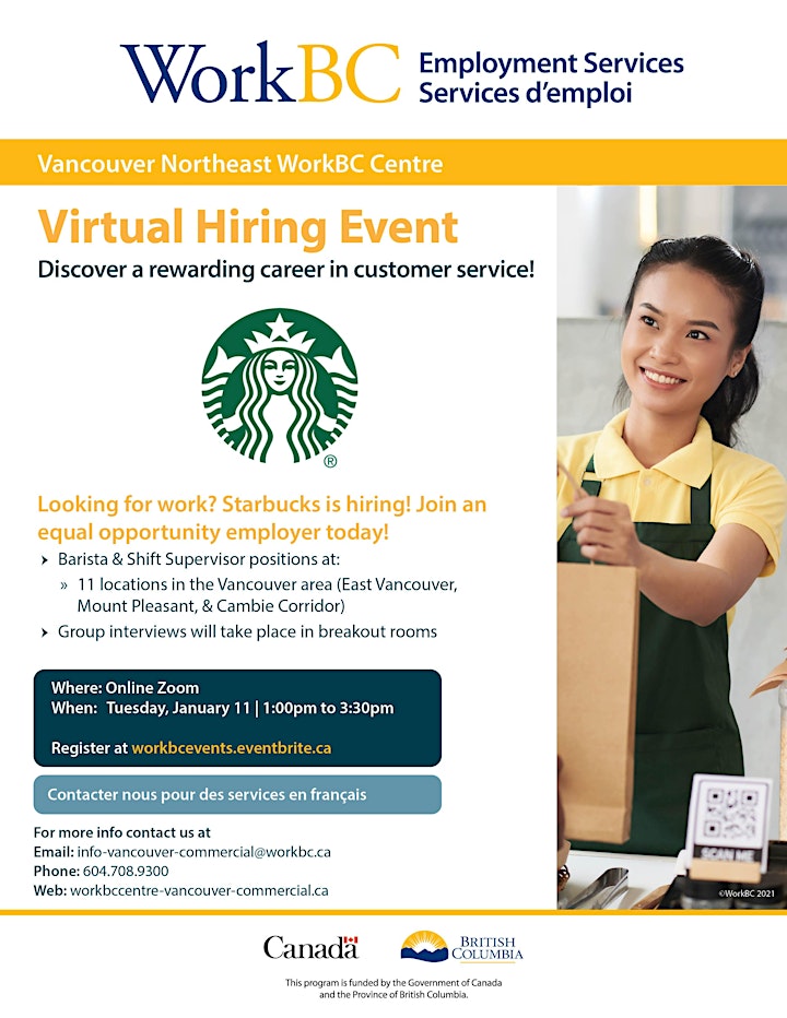 WorkBC VNE - Starbucks Virtual Hiring Event image