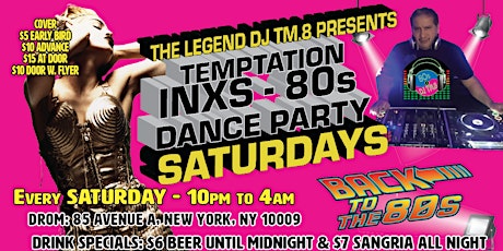 DJ TM.8's Temptation Saturday 80s Dance Party @ DROM (Jan 22, 2022) tickets