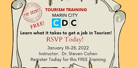 Tourism Training 1/18-1/28/2022 (Virtual) Tuesdays & Thursdays 1-3pm tickets