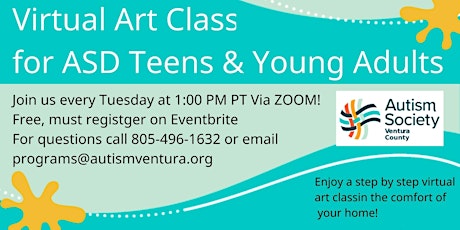Virtual Art Class for  ASD Teens and  Young Adults tickets