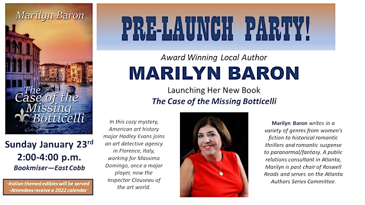 
		PRE-LAUNCH Party for Author MARILYN BARON'S New Book image
