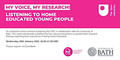 “My voice, my research!”: Listening to Home Educated young people tickets