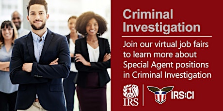 IRS Virtual Job Fair about Criminal Investigation Special Agent Positions ingressos